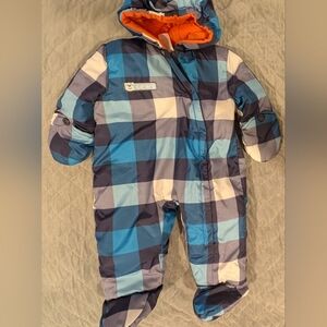 Carter's Blue Plaid Baby Snowsuit 3-6 Months